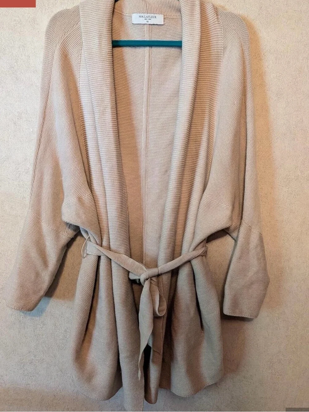 MM LAFLEUR beige Morandi knit merino wool wrap sweater sz M/L